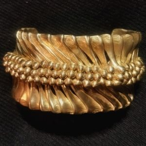 Rare Artisan Crafted Bronze Brutalist Cuff Bracelet